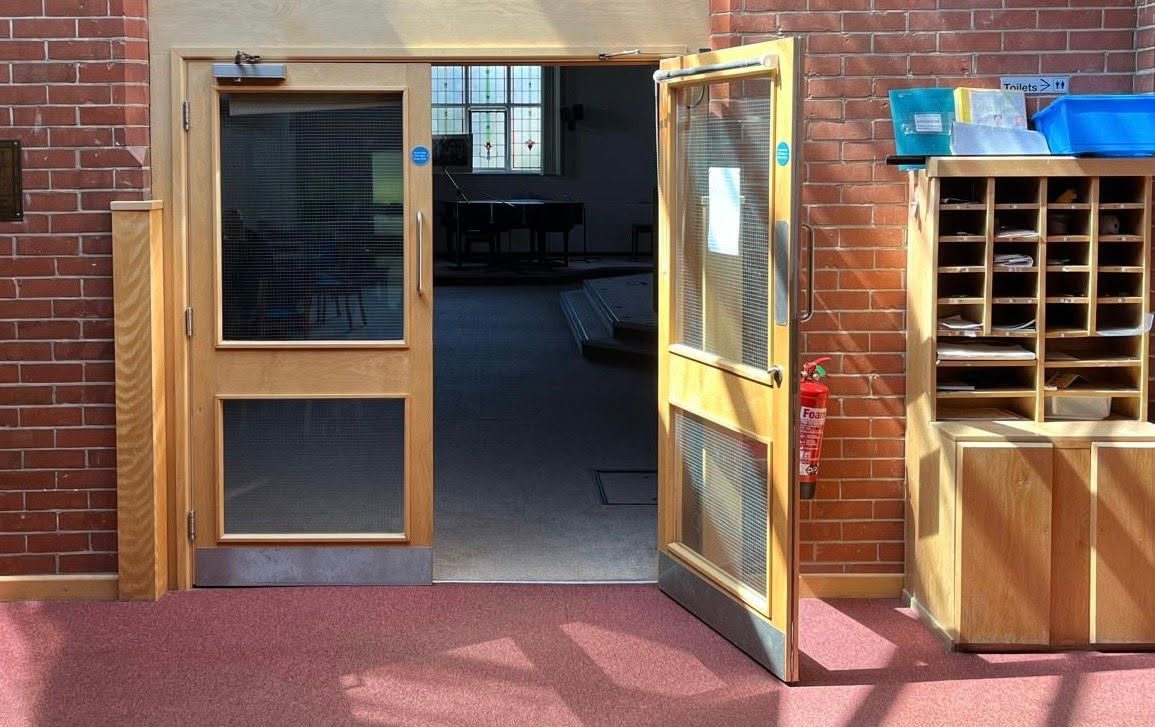 Double-glazed commercial fire door installation, Bournemouth